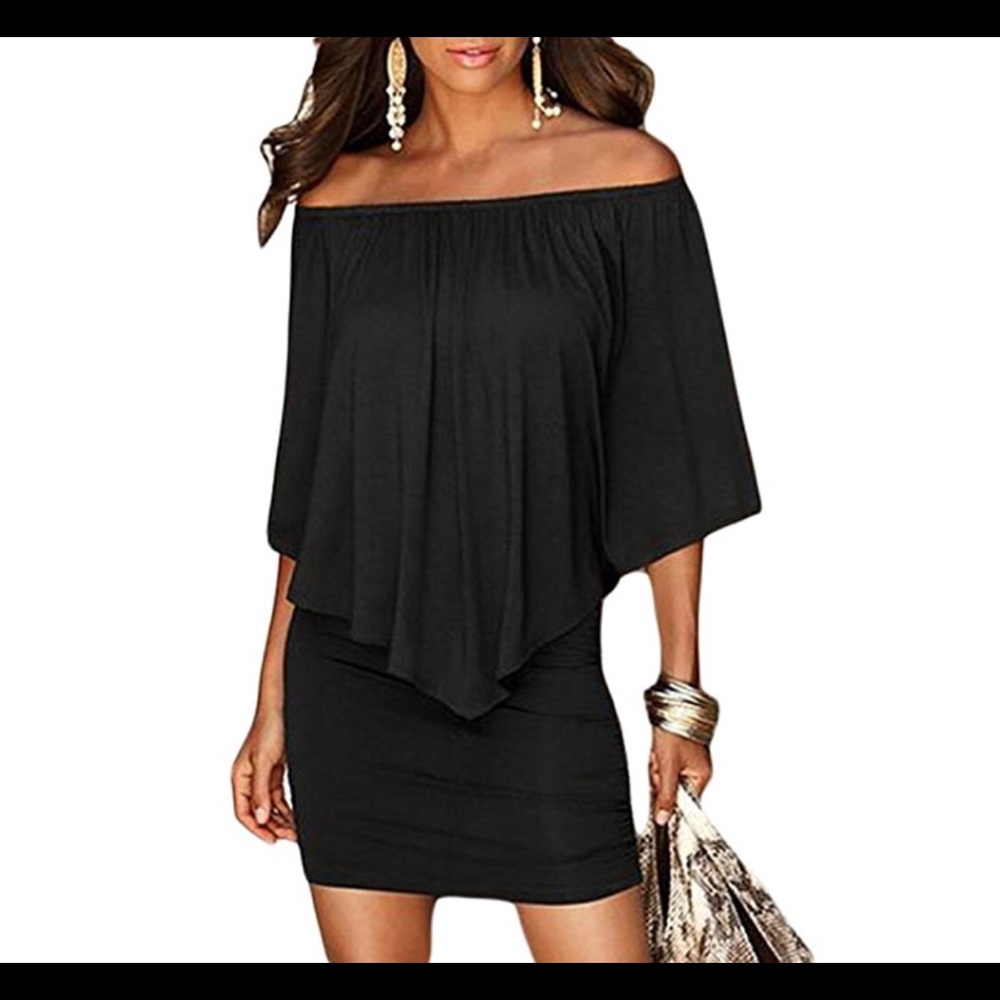 Off The Shoulder Black Dress